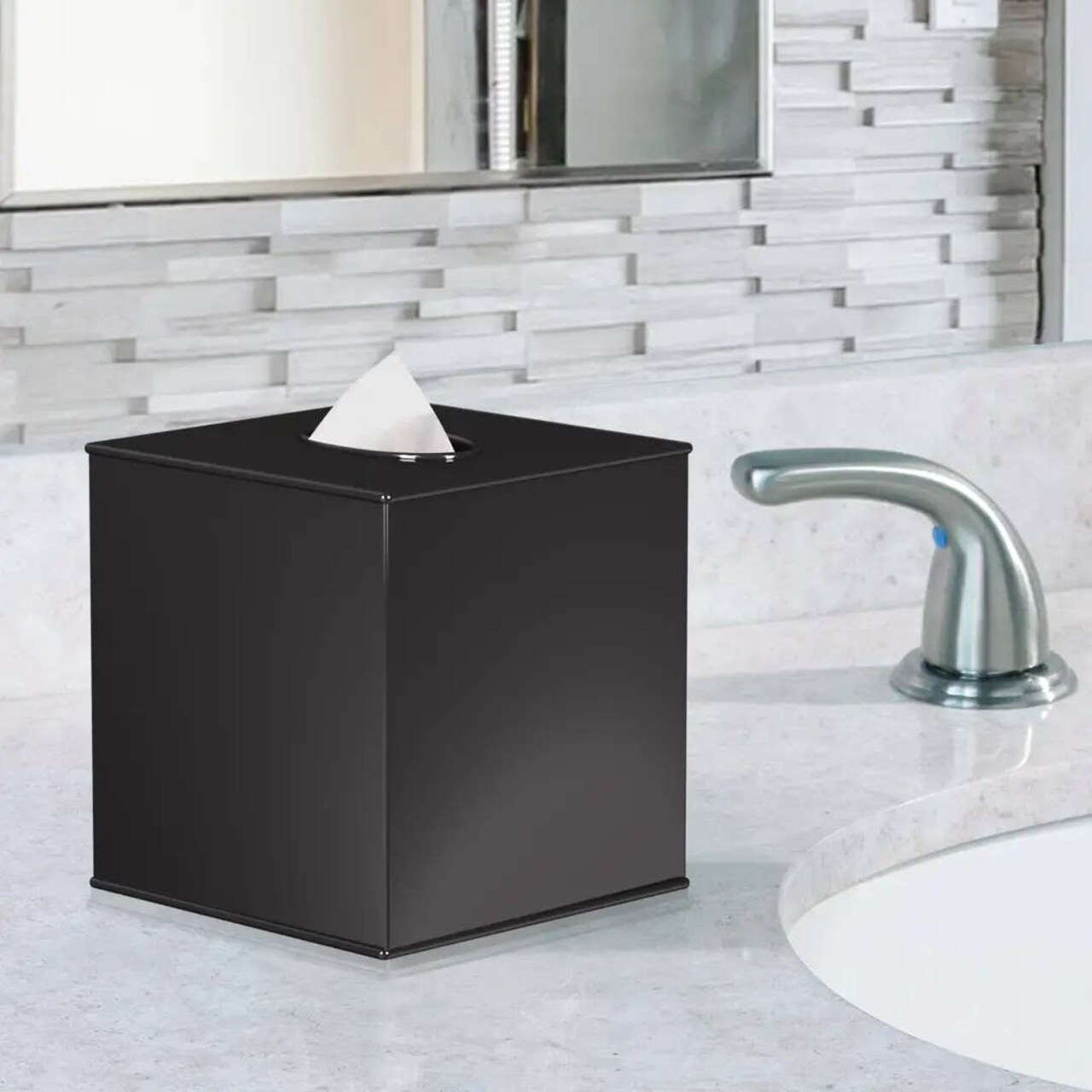 Tissue Box | Stainless Steel Boutique Tissue Box Cover | Stainless Steel Square Facial Tissue Box Holder | Black Nickel Finish